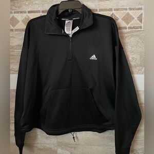 Adidas Studio Lounge Fleece Half-Zip Sweatshirt.